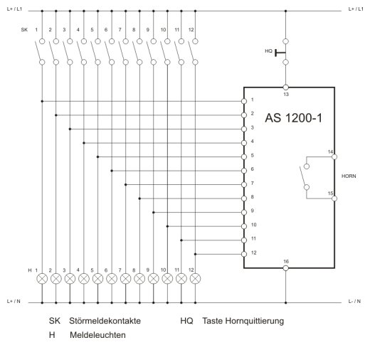 Anschlussschema Sammelmelder AS2000-1